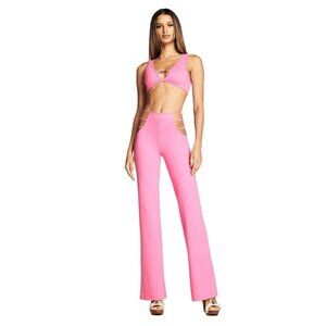 NWT I.AM.GIA Lucid Pants Hip Cutout Flare Pink Size Large L New